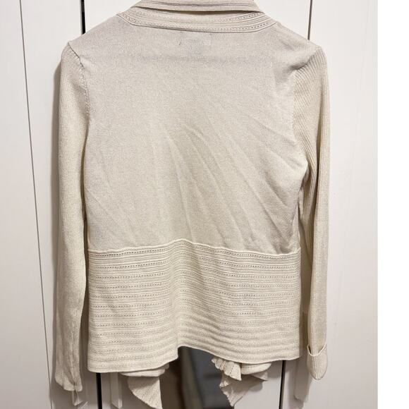 Liz Claiborne Career Metallic Open Front Cardigan Sweater Beige Women’s Medium - Picture 5 of 13